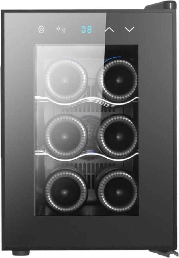 FlexVer Wijn Koelkast Koeler Wine Cooler 6 Flessen Zwart