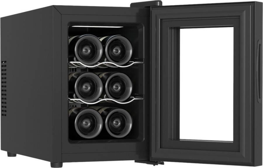 Flokoo Wijnkoelkast Wijn Klimaatkast voor 6 Flessen Zwart Instelbare Temperatuur van 5°C tot 18°C Wijnkoelkast Staand Staande Wijnkoeler - Foto 2