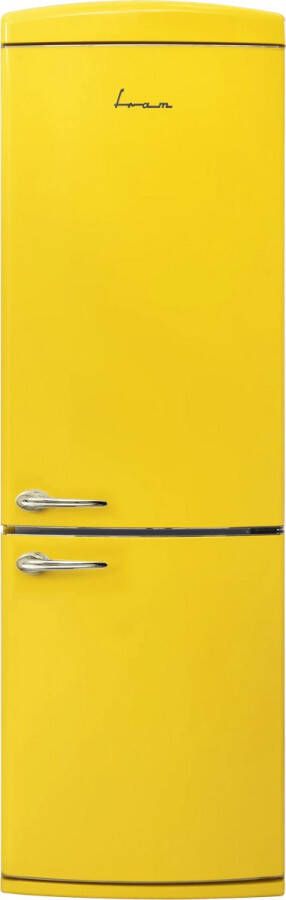 Fram FC-VRR341YLE++ Koel-vriescombinatie – Retro Design – 340 L – LED Verlichting – Vochtigheidsregeling – Mechanische Bediening – 5 Jaar Garantie – Geel