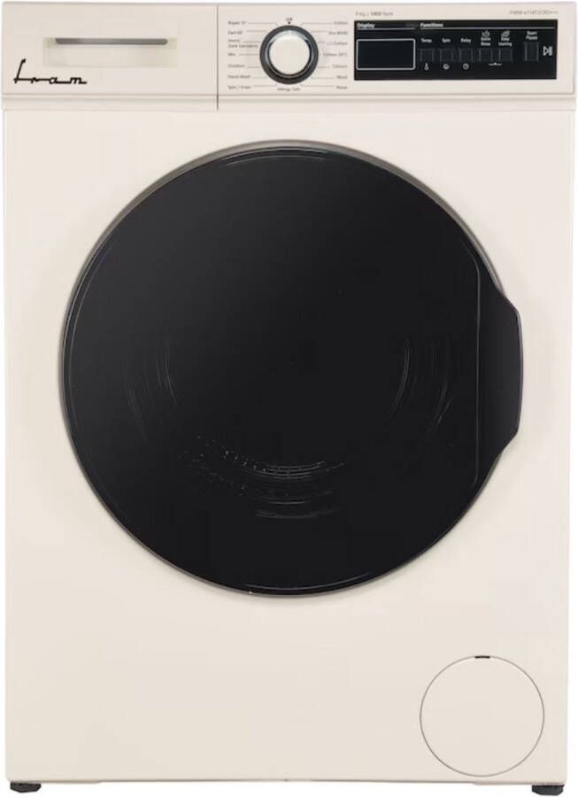 Fram FWM-V714T2CRD+++ Wasmachine 7 KG Retro Design 15 Wasprogramma's LED Display Anti-kreukfunctie Allergieprogramma 1400 RPM 5 Jaar Garantie Beige
