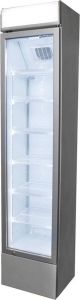 Gastro-Cool DC130 Slimline koelkast met glazen deur 150 Liter Zilver Zilver Wit 135401