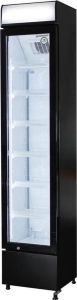 Gastro-Cool DC130 Slimline koelkast met glazen deur 150 Liter Zwart Zwart Wit 135201‎‎