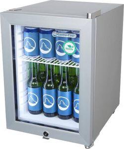 Gastro-Cool KW25 Mini koelkast met glazen deur 23 Liter Zilver Zilver Wit 247401