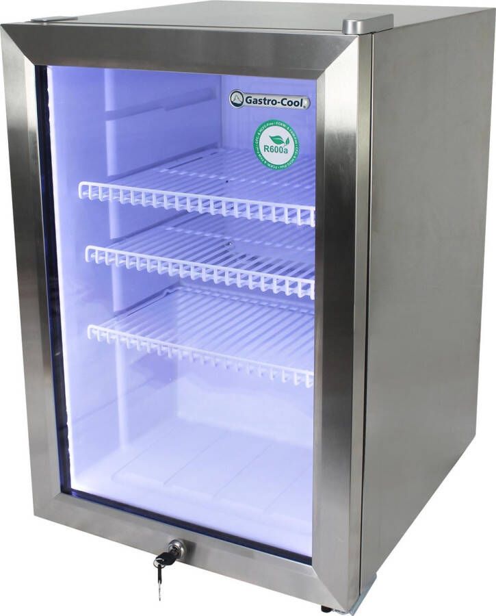 Gastro-Cool KW65 Mini koelkast met glazen deur 62 Liter RVS RVS Wit 204801