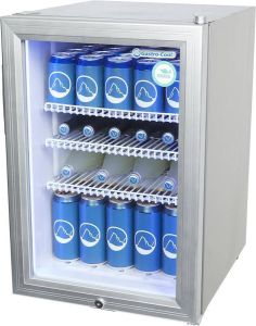 Gastro-Cool KW65 Mini koelkast met glazen deur 62 Liter Zilver Zilver Wit 204401