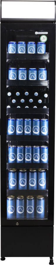 Gastro-Cool DC130 ECOSTAR Slimline koelkast met glazen deur 150 Liter Zwart Zwart Zwart 135124