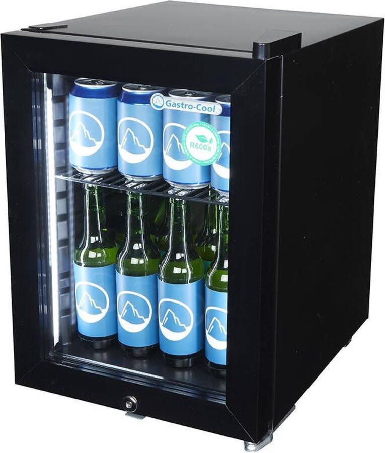 Gastro-Cool KW25 Mini koelkast met glazen deur 23 Liter Zwart Zwart Zwart 247101