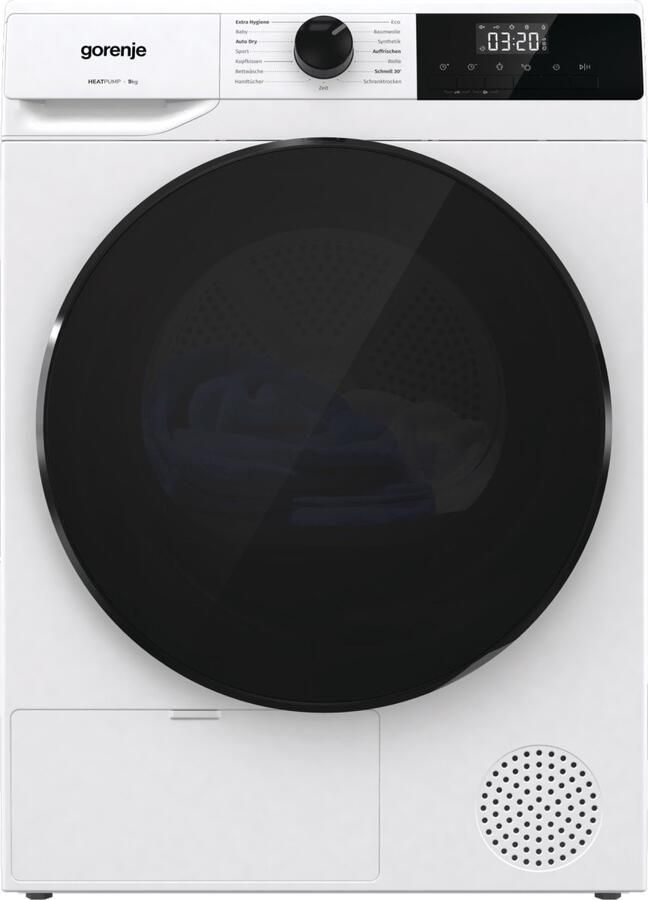 Gorenje DHNA93 DE Vrijstaand Voorbelading Warmtepomp Zwart Wit Draaiknop Touch Rechts