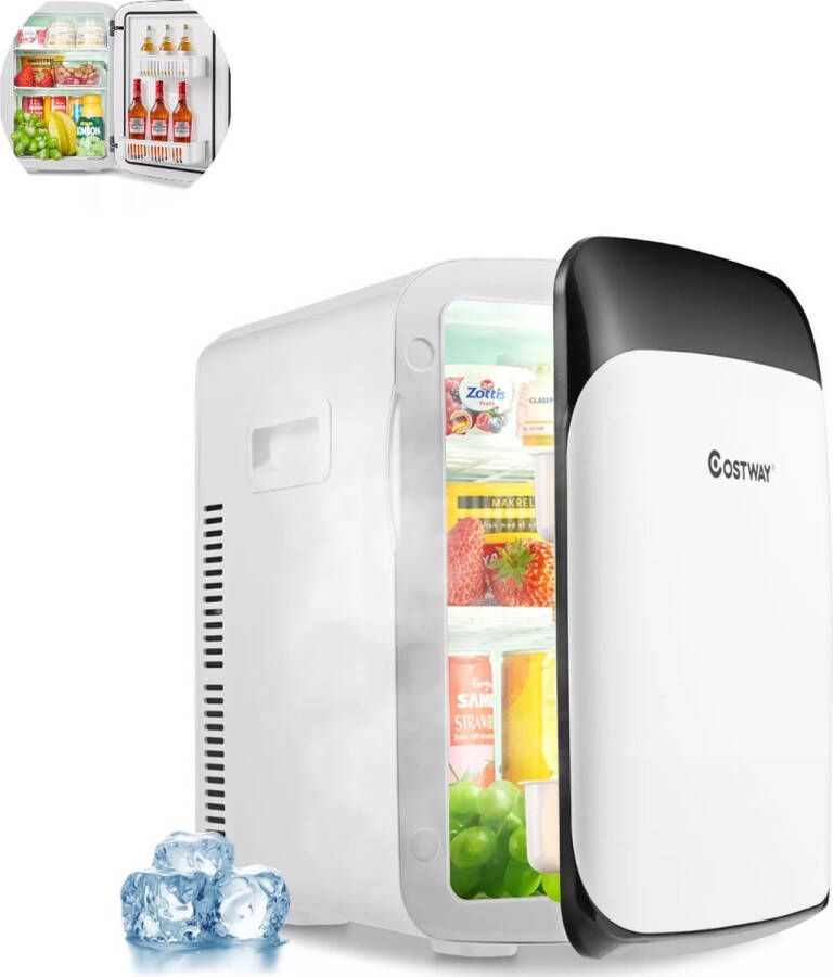 GranMaison Luxe Mini Koelkast 15 Liter Koelen & Verwarmen Zwarte Glazen Deur Mat Zwart Mini Fridge (Skincare Medicijnen Eten Drinken) Modern auto kantoren kamers camping tuin