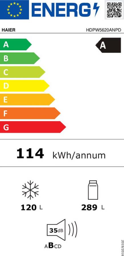 Haier HDPW5620ANPD Koelvriescombinatie No Frost Energieklasse A - Foto 1