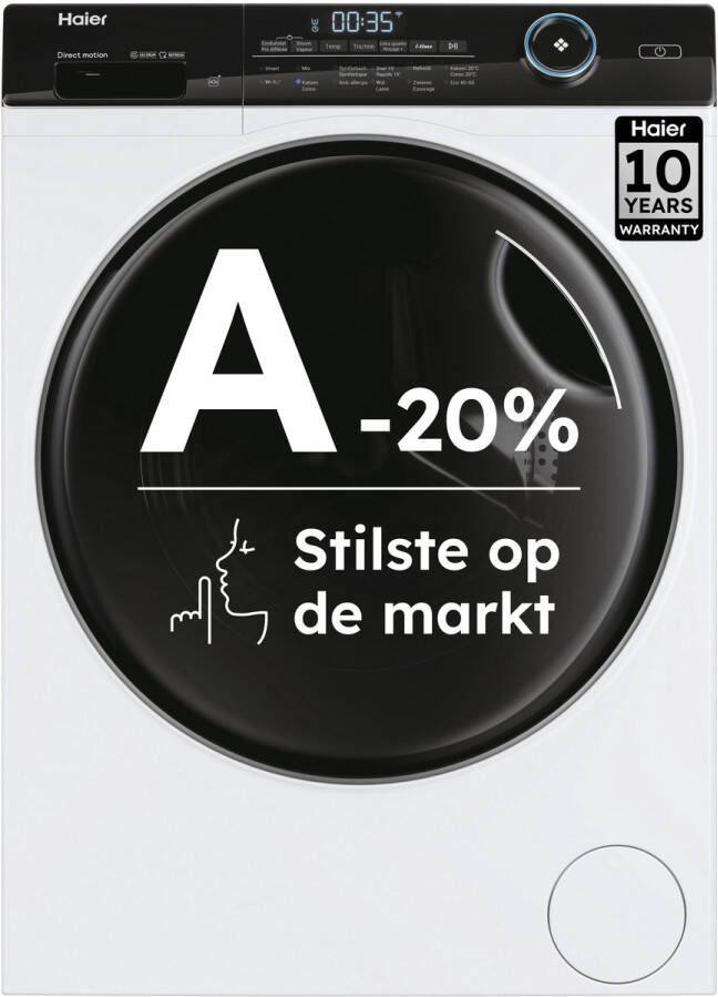Haier HW80-B14959U1DF De stilste wasmachine op de markt 8kg A-20% Stoombehandeling & Refresh Antibacteriële Behandeling (ABT) 16 programma s- 10 jaar garantie op onderdelen