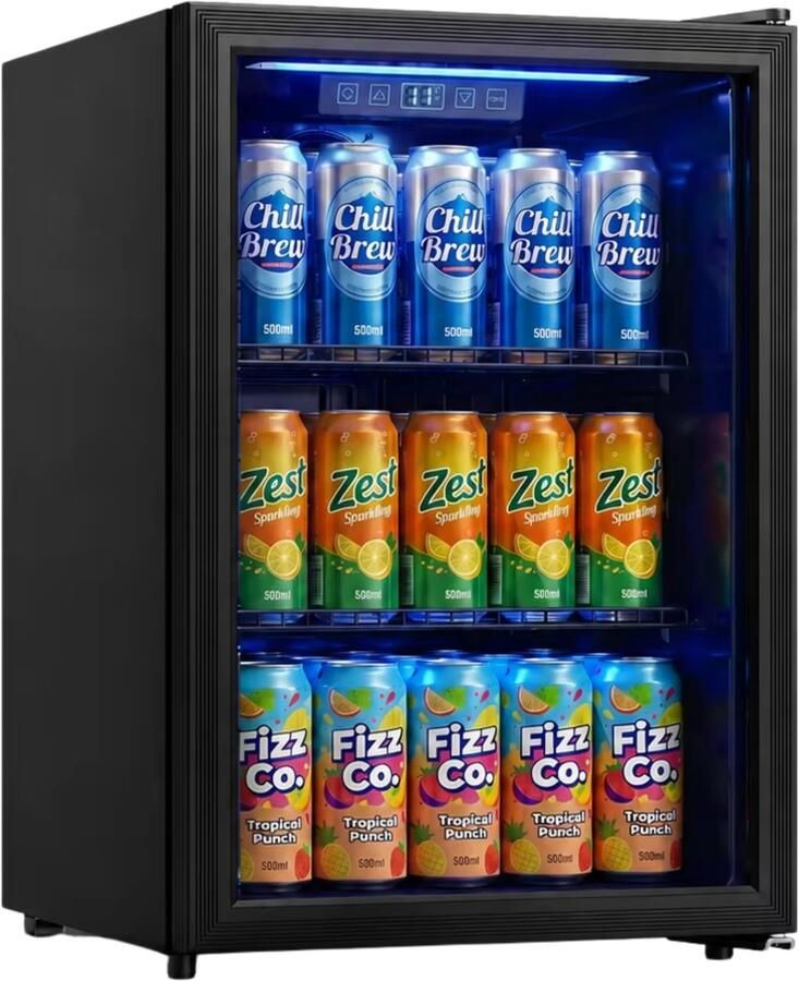 Happiq Drankenkoelkast 70 Liter Zwart – Gehard Glazen Deur & LED-Verlichting Instelbare Temperatuur 2
