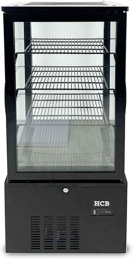 HCB Professionele Horeca Gebaksvitrine 158 liter zwart 230V Koelvitrine 55x51.5x123 cm (DxBxH) 62 kg 8818