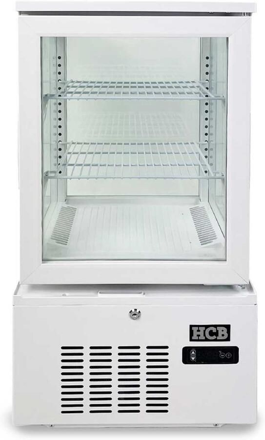 HCB Professionele Horeca Gebaksvitrine 56 liter wit 230V Koelvitrine 43.4x39.8x85.4 cm (BxDxH) 37 kg 8811