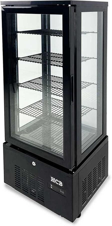 HCB Professionele Horeca Gebaksvitrine 92 liter zwart 230V Koelvitrine 39.8x43.4x115.4 cm (DxBxH) 48 kg 8815