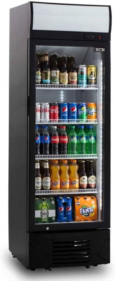 HCB Professionele Horeca Glasdeur koelkast 278 liter 230V Koeling met glazen deur Flessenkoelkast Drankenkoelkast 60.5x59.2x189.5 cm (DxBxH) 60 kg Frigo 5509