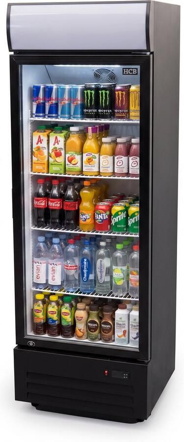 HCB Professionele Horeca Glasdeur koelkast 278 liter 230V Koeling met glazen deur Flessenkoelkast Drankenkoelkast 60.5x59.2x189.5 cm (DxBxH) 60 kg Frigo 5509