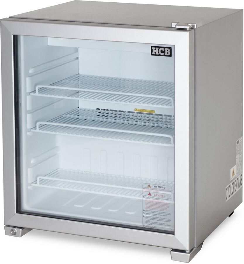 HCB Professionele Horeca Glasdeur koelkast 90 liter 230V Zuinige koeling met glazen deur Flessenkoelkast Drankenkoelkast 53x62x72 cm (DxBxH) 41 kg Frigo 7653