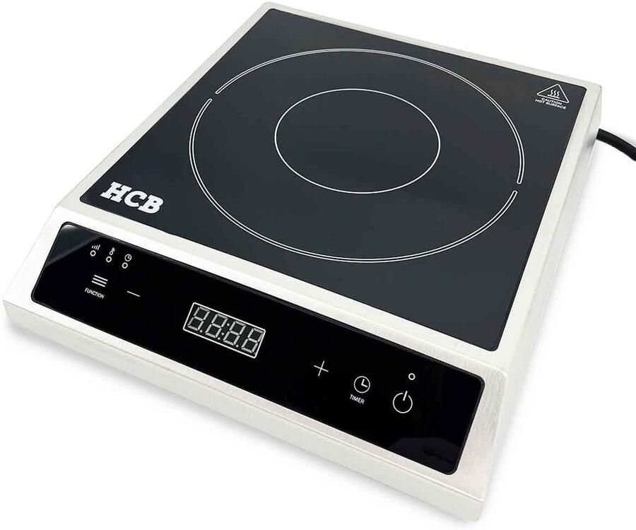 HCB Professionele Horeca Inductie kookplaat 2 7 kW 230V Elektrische RVS INOX kookplaat 32x36.8x8.4 cm (BxDxH) 4 kg 9208 - Foto 2