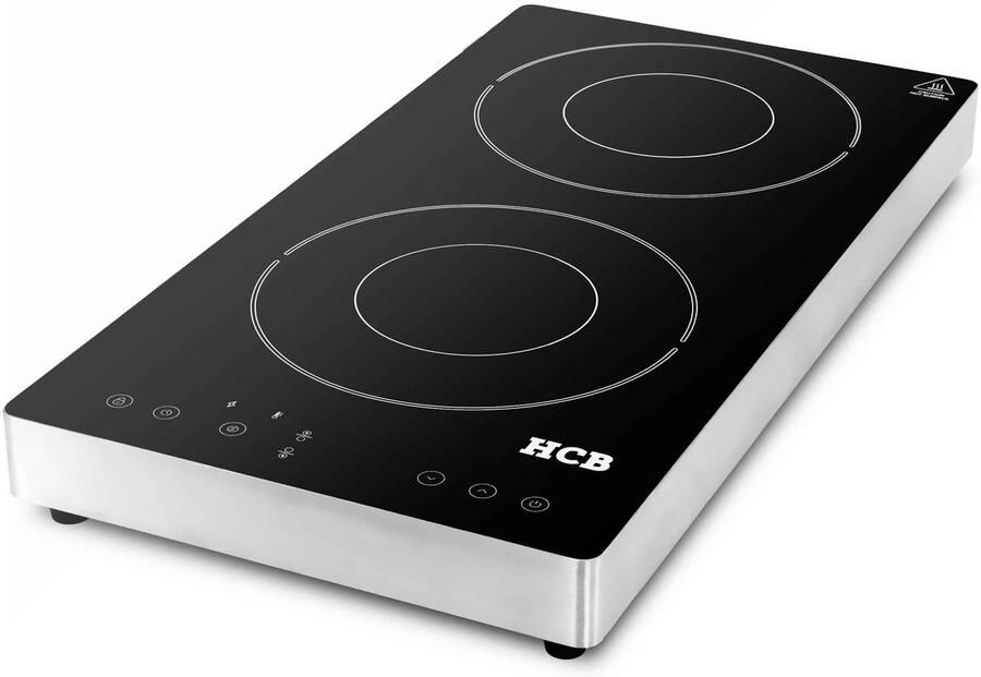 HCB Professionele Horeca Inductie kookplaat 2 pitten 3 5 kW 230V 2 pits Elektrische RVS INOX kookpit 58.1x29.9x6.4 cm (DxBxH) 5 kg 9199