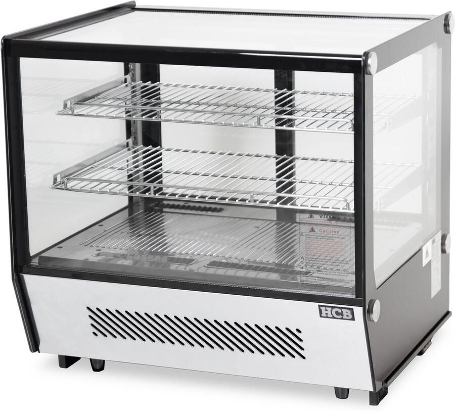 HCB Professionele Horeca Luxe Koelvitrine 120 liter 230V RVS INOX Gebaksvitrine 56.8x70.2x68.6 cm (DxBxH) 50 kg 3565