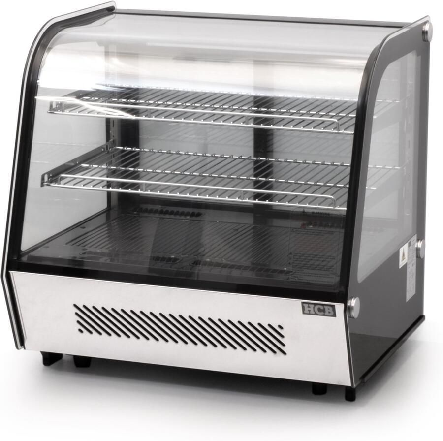 HCB Professionele Horeca Luxe koelvitrine 120 liter 230V RVS INOX Gebaksvitrine 57x70x68.5 cm (DxBxH) 66 kg 3545
