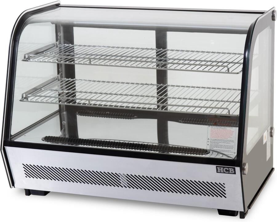 HCB Professionele Horeca Luxe koelvitrine 160 liter 230V RVS INOX Gebaksvitrine 56.5x88x68.5 cm (DxBxH) 66 kg 7643