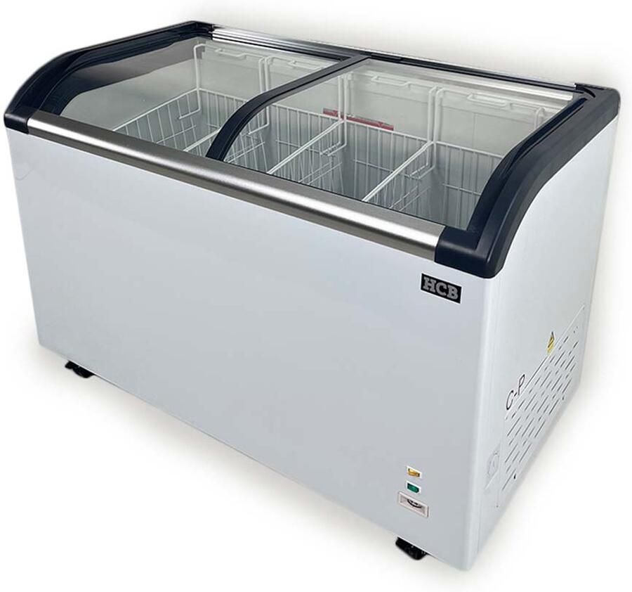 HCB Professionele Horeca vriezer Vrieskist met glazen schuifdeksel 355 liter 230V Diepvries koffer 68x127x85 cm (DxBxH) 67 kg 8468