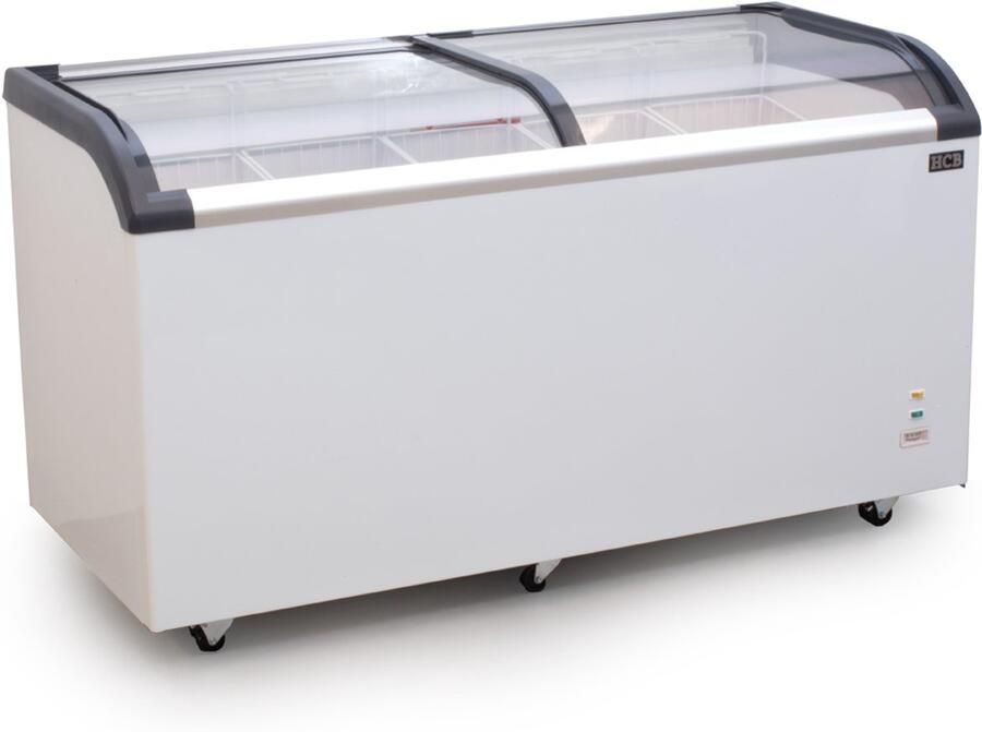 HCB Professionele Horeca vriezer Vrieskist met glazen schuifdeksel 455 liter 230V Diepvries koffer 68x153x85 cm (DxBxH) 77 kg 8472