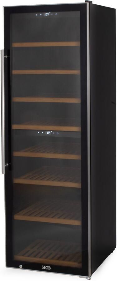 HCB Professionele luxe Wijnkoelkast met 2 zones 180 flessen Wijnklimaatkast met houten lades Vrijstaand wijn koelkast Klimaatkast Wijnkast Wijnfrigo koeler 89 kg Frigo 6822