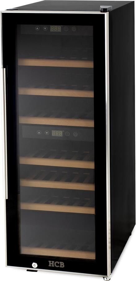 HCB Professionele luxe Wijnkoelkast met 2 zones 38 flessen Wijnklimaatkast met houten lades Vrijstaand wijn koelkast Klimaatkast Wijnkast Wijnfrigo koeler 45 kg Frigo 6815