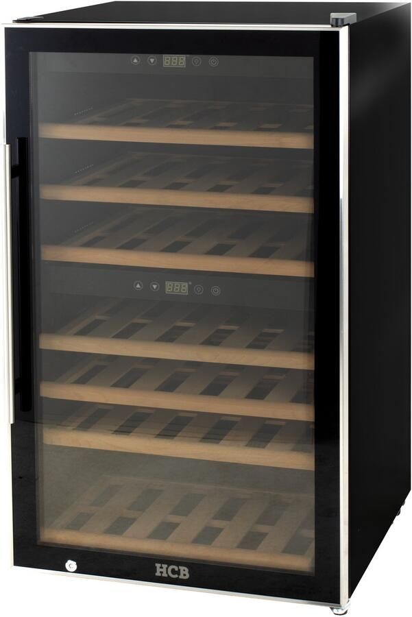 HCB Professionele luxe Wijnkoelkast met 2 zones 66 flessen Wijnklimaatkast met houten lades Vrijstaand wijn koelkast Klimaatkast Wijnkast Wijnfrigo koeler 57 kg Frigo 6817