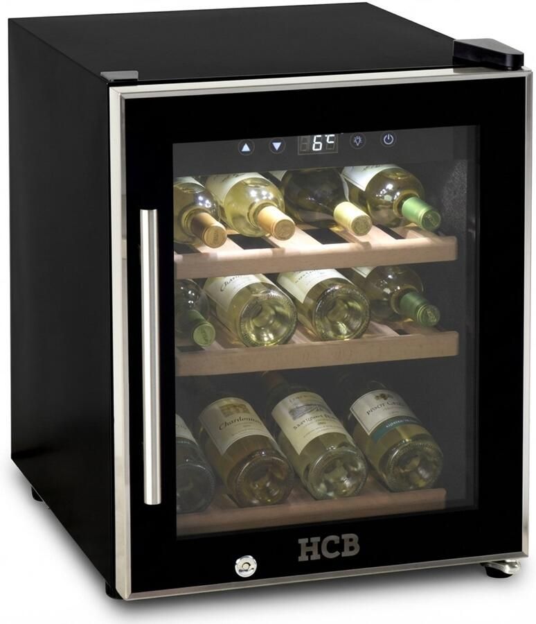 HCB Professionele luxe Wijnkoelkast voor 12 flessen Wijnklimaatkast met houten lades Vrijstaand wijn koelkast Klimaatkast Wijnkast Wijnfrigo koeler 22.3 kg Frigo 6808