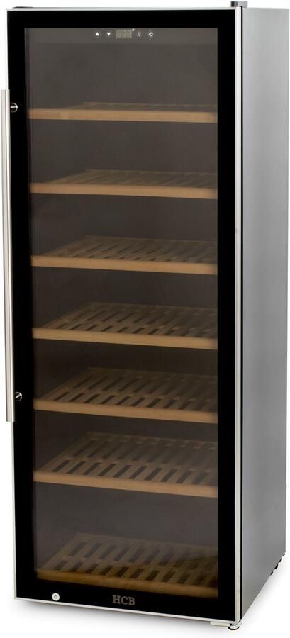 HCB Professionele luxe Wijnkoelkast voor 137 flessen Wijnklimaatkast met houten lades Vrijstaand wijn koelkast Klimaatkast Wijnkast Wijnfrigo koeler 75 kg Frigo 6818