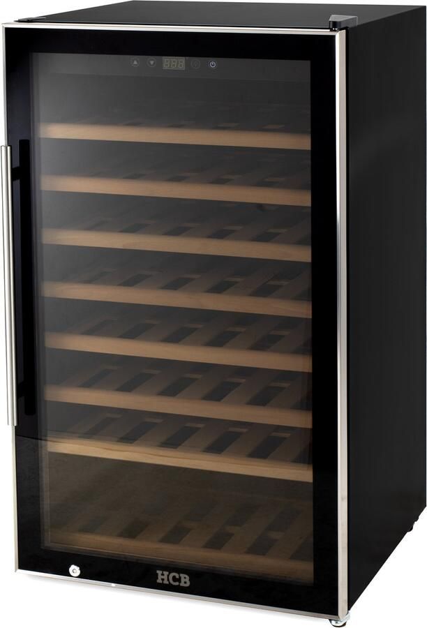 HCB Professionele luxe Wijnkoelkast voor 75 flessen Wijnklimaatkast met houten lades Vrijstaand wijn koelkast Klimaatkast Wijnkast Wijnfrigo koeler 52 kg Frigo 6816
