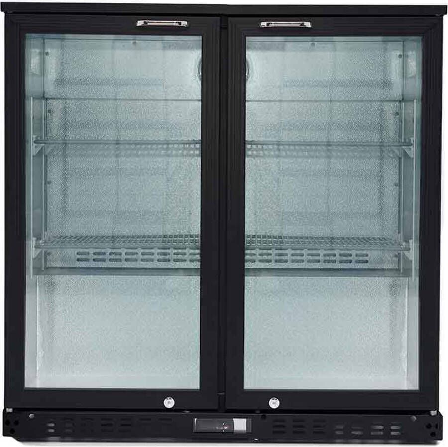 HCB Professionele Horeca Barkoelkast Zuinige glasdeur koelkast met 2 klapdeuren 218 liter Koeling met glazen deur Flessenkoelkast Drankenkoelkast klein Bier koelkast 90x52x90 cm (BxDxH) 70 kg Frigo 7939