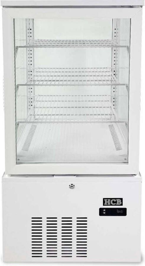 HCB Professionele Horeca Gebaksvitrine 130 liter wit 230V Koelvitrine 51.5x55x110 cm (BxDxH) 59 kg 6508