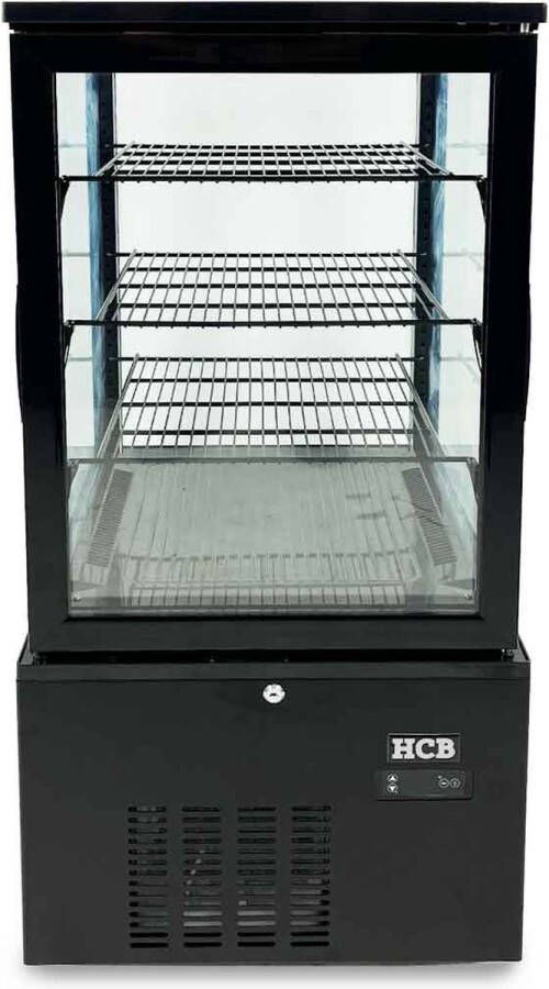 HCB Professionele Horeca Gebaksvitrine 130 liter zwart 230V Koelvitrine 51.5x55x110 cm (BxDxH) 59 kg 8816