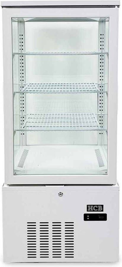 HCB Professionele Horeca Gebaksvitrine 158 liter wit 230V Koelvitrine 51.5x55x123 cm (BxDxH) 62 kg 8817