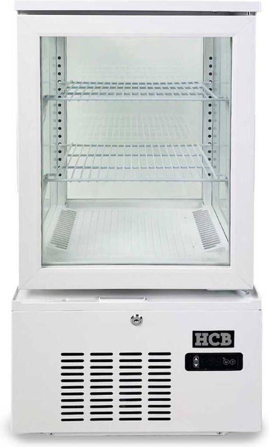 HCB Professionele Horeca Gebaksvitrine 56 liter wit 230V Koelvitrine 43.4x39.8x85.4 cm (BxDxH) 37 kg 8811