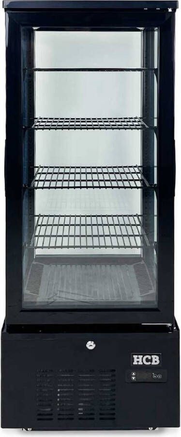HCB Professionele Horeca Gebaksvitrine 92 liter zwart 230V Koelvitrine 39.8x43.4x115.4 cm (DxBxH) 48 kg 8815