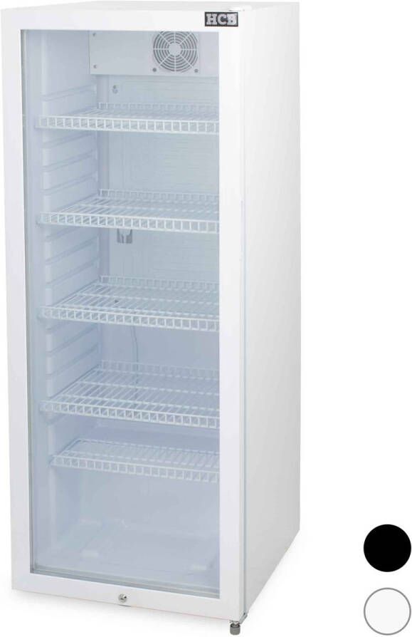 HCB Professionele Horeca Glasdeur koelkast 248 liter Wit 230V Koeling met glazen deur Flessenkoelkast Drankenkoelkast 54x56x140.7 cm (BxDxH) 52 kg Frigo 5110