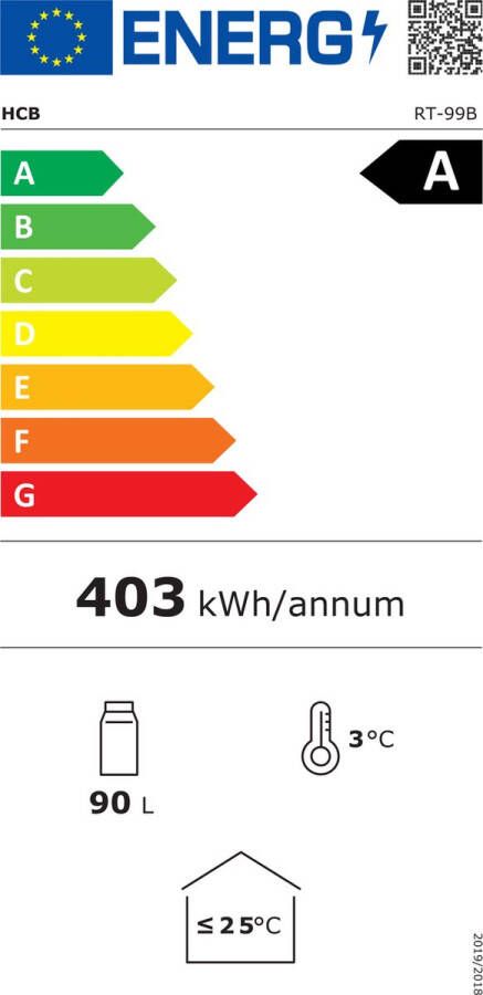 HCB Professionele Horeca Glasdeur koelkast 90 liter 230V Zuinige koeling met glazen deur Flessenkoelkast Drankenkoelkast 53x62x72 cm (DxBxH) 41 kg Frigo 7653 - Foto 3