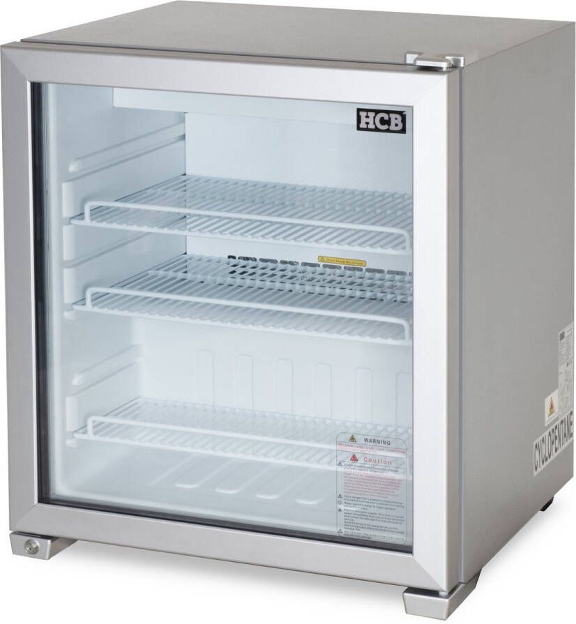 HCB Professionele Horeca Glasdeur koelkast 90 liter 230V Zuinige koeling met glazen deur Flessenkoelkast Drankenkoelkast 53x62x72 cm (DxBxH) 41 kg Frigo 7653