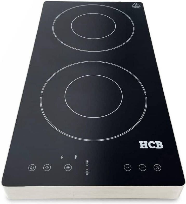 HCB Professionele Horeca Inductie kookplaat 2 pitten 3 5 kW 230V Elektrische RVS INOX kookplaat 58.1x29.9x6.4 cm (DxBxH) 5 kg 9199