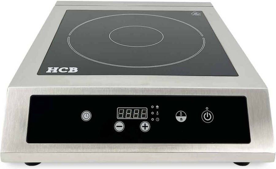 HCB Professionele Horeca Inductie kookplaat 3 5 kW 230V Elektrische RVS INOX kookplaat 33x42.5x10.5 cm (BxDxH) 5.20 kg 9203