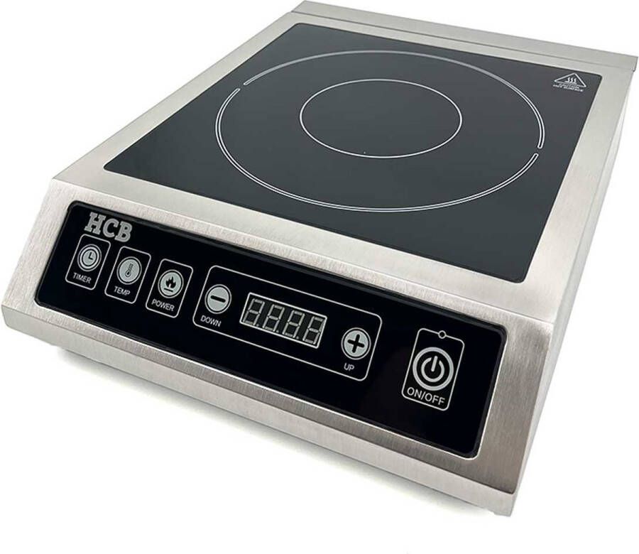 HCB Professionele Horeca Inductie kookplaat 3 5 kW 230V Elektrische RVS INOX kookplaat 33x42.5x10.5 cm (BxDxH) 5.20 kg 9203 - Foto 2