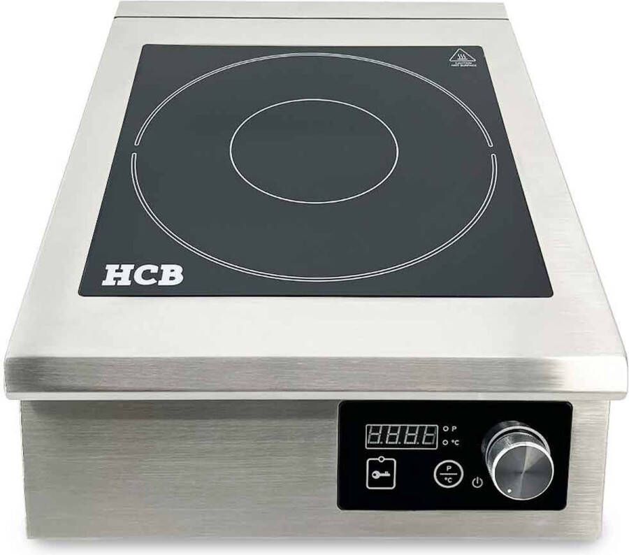 HCB Professionele Horeca Inductie kookplaat 5 kW 400V Elektrische RVS INOX kookplaat 40.2x52.5x18.2 cm (BxDxH) 10.30 kg 9202