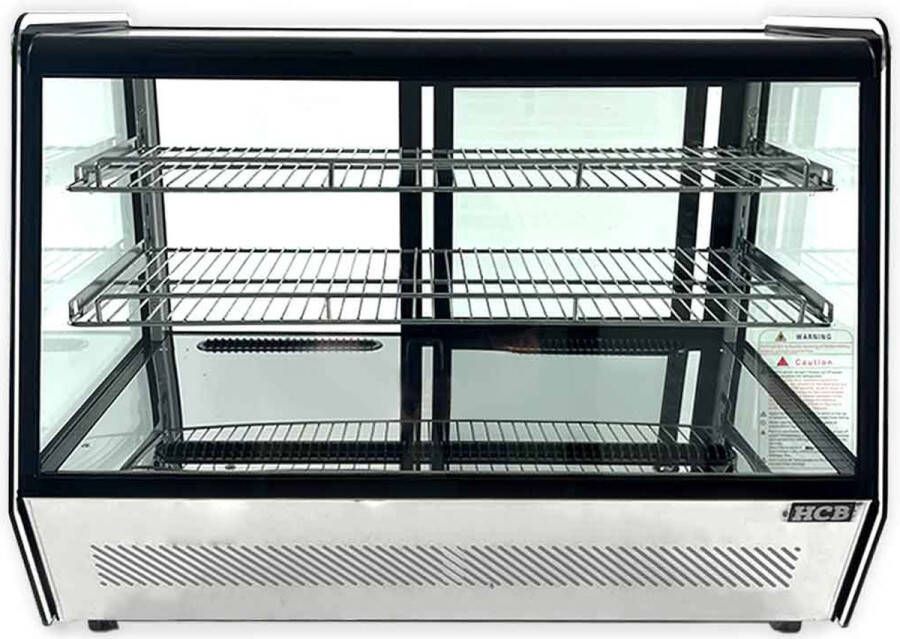HCB Professionele Horeca Luxe koelvitrine 160 liter 230V RVS INOX Gebaksvitrine 88x56.5x68.5 cm (BxDxH) 66 kg 3500