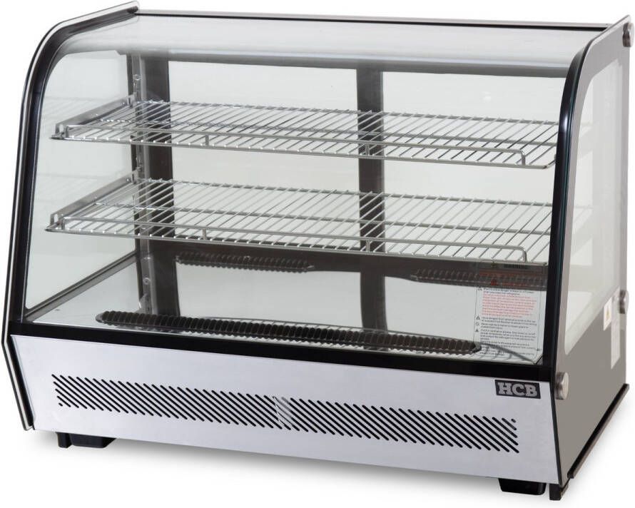 HCB Professionele Horeca Luxe koelvitrine 160 liter 230V RVS INOX Gebaksvitrine 56.5x88x68.5 cm (DxBxH) 66 kg 7644